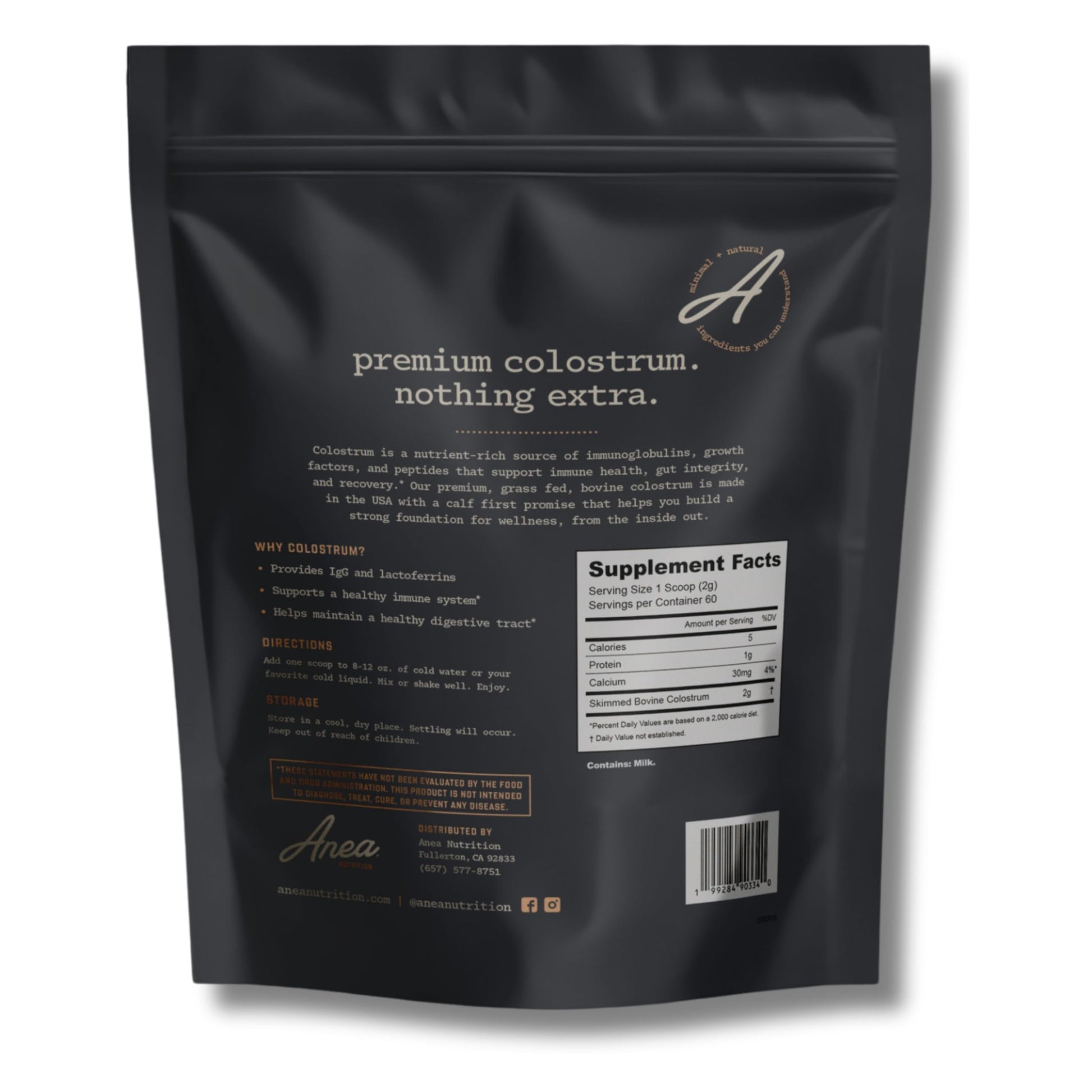 Anea Colostrum - Unflavored | Rich in Immunoglobulins & Lactoferrin | Supports Gut Health, Immunity & Recovery | Calf-First Promise | Made in USA | Made in GMP Facility Anea NutritionBuy Supplements Australia