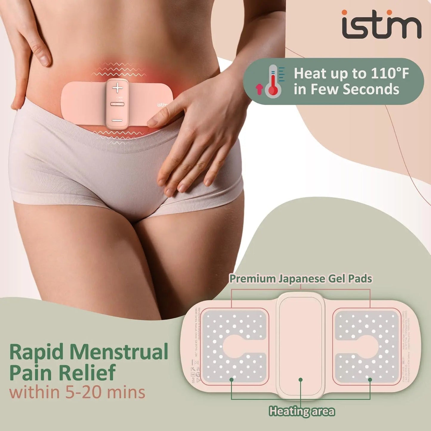 iStim S1 Wireless TENS Unit for Menstrual Relief – Period Pain Relief Device for Period Cramps and Back Pain, TENS Machine with Heat, Rechargeable Drug-Free TENS Massager with Japanese Gel Pads iSTIMBuy Supplements Australia