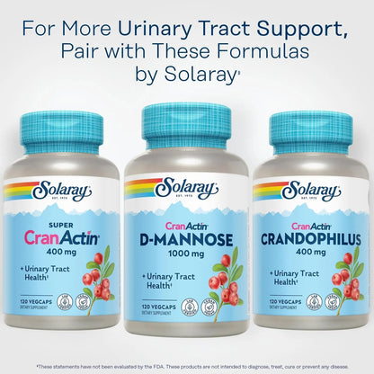SOLARAY D-Mannose 1000mg with CranActin Cranberry Supplement 400mg, Urinary Tract Health & Bladder Support Capsules with Vitamin C, Vegan, 60 Day Guarantee, 60 Servings, 120 VegCaps (120 CT) SOLARAYBuy Supplements Australia