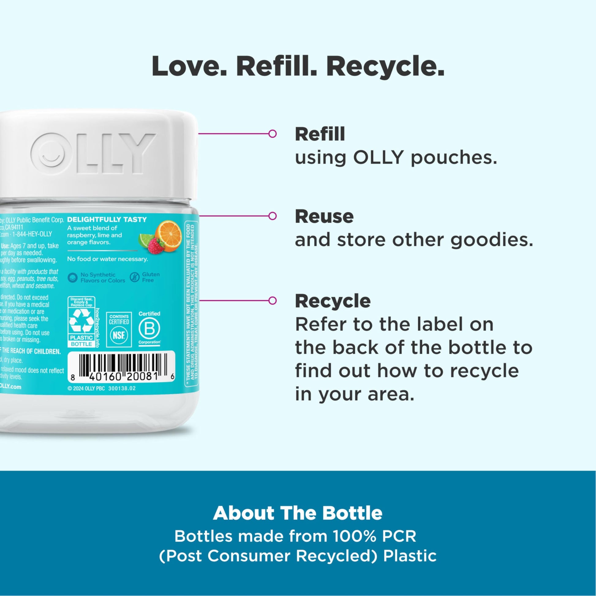 OLLY Kids Chillax Gummy, For a Calm and Relaxed Mood*, Magnesium, L-Theanine, Lemon Balm Extract, Chewable Supplement, Sherbet Flavored, 25 Day Supply - 50 Count (Packaging May Vary) OLLYBuy Supplements Australia