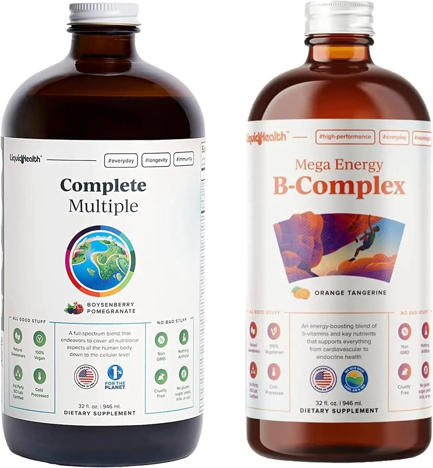 LIQUIDHEALTH Complete Multiple & Mega Energy B-Complex Daily Liquid Vitamins Bundle for Adults - Immune System Support, Increase Energy, Gut & Heart Health LIQUIDHEALTHBuy Supplements Australia