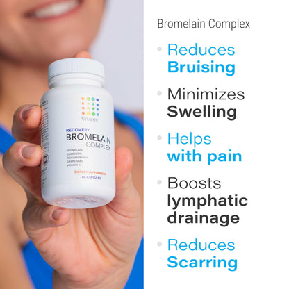 Bruizex Bromelain & Quercetin Recovery Complex - Post Surgery Recovery Bruising, Swelling Relief, Lymphatic Drainage - Post 360 lipo, BBL, Liposuction, Tummy Tuck - Non GMO - 60 Capsules BruizexBuy Supplements Australia