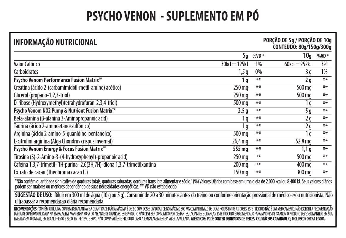 Psycholabz Pre Treino Psycho Venom 300g - Double Lemon Sabor Limão