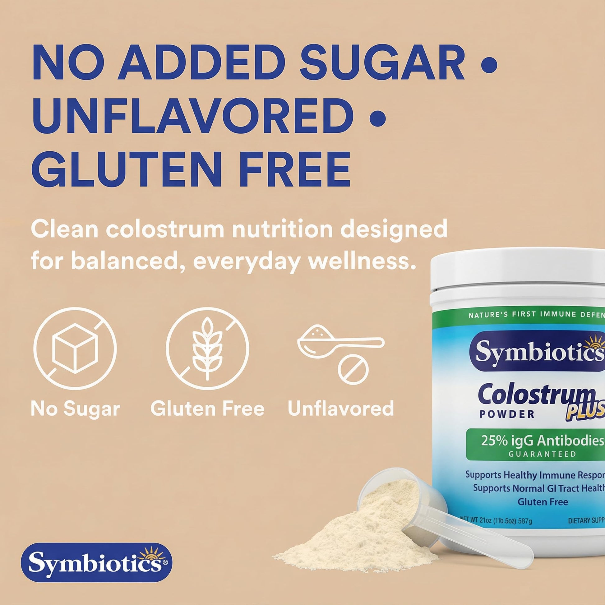Symbiotics Colostrum Plus Powder 2.25 oz – Immune & Muscle Recovery Support, 25% IgG Immunoglobulins, Gut Health & Training Resilience, Unflavored, Gluten Free - 2.25 oz SymbioticsBuy Supplements Australia
