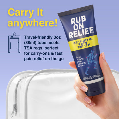 RUB ON RELIEF Arthritis Pain Relief Cream – 10-in-1 Non-Greasy Joints Pain Cream for Knees, Back, Neck, Hands, & Muscle Aches with Menthol, Camphor, Arnica, MSM & Turmeric Up to 8 Hours, 3oz (3 Pack) RUB ON RELIEFBuy Supplements Australia