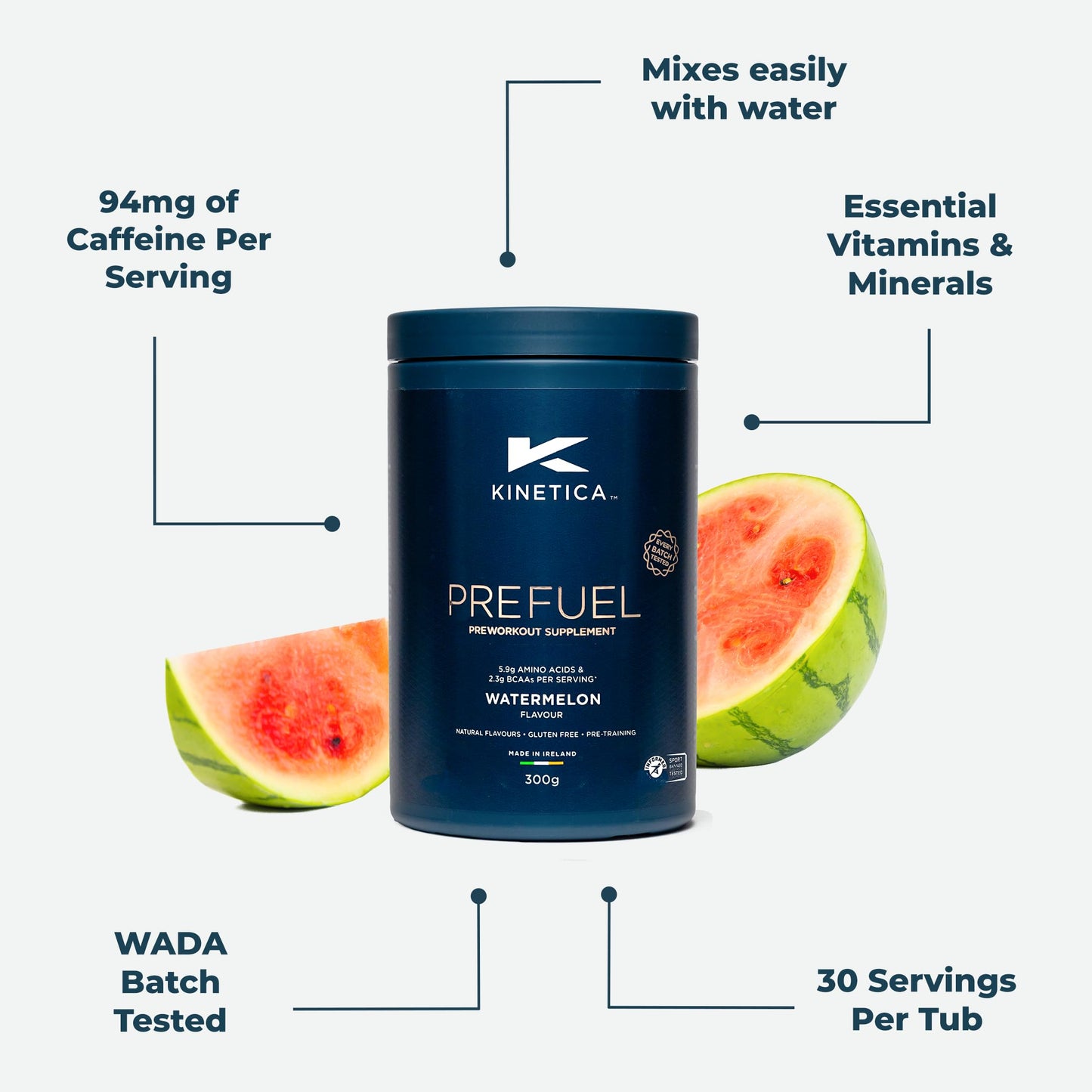 Kinetica PreFuel, Pre Workout, 5.9g Amino Acids & 2.3g BCAA's per Serving, 30 Servings KineticaBuy Supplements Australia