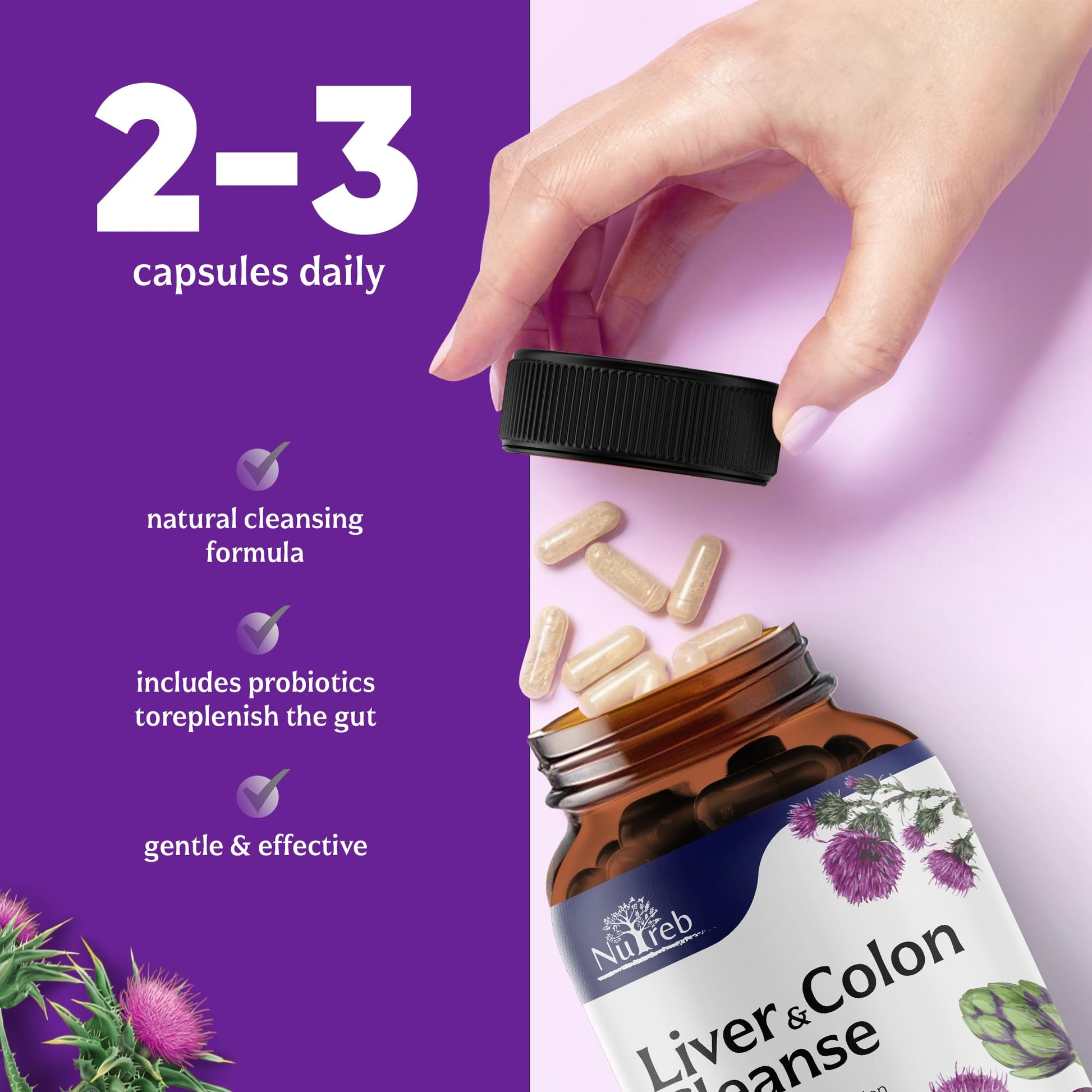 Liver Cleanse Detox & Repair with Colon Cleanse - Milk Thistle, Dandelion Root, Psyllium Husk Fiber NutrebBuy Supplements Australia
