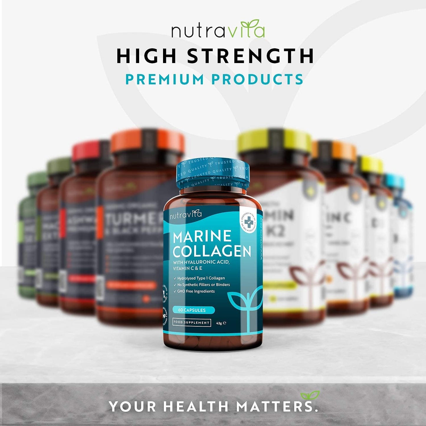 Marine Collagen 1000mg - 60 Capsules of Superior Type 1 Hydrolysed Collagen NutravitaBuy Supplements Australia