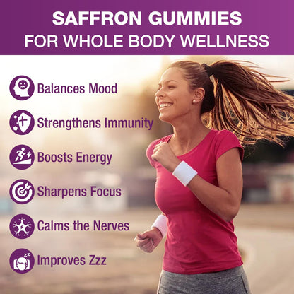 VAJYKEWJY Saffron Gummies (88.5 mg) with Magnesium — Enhanced with St. John’s Wort, Rhodiola, Ashwagandha & Vitamins B6, B12, D3 for Mood & Focus Support — 60 Count VAJYKEWJYBuy Supplements Australia