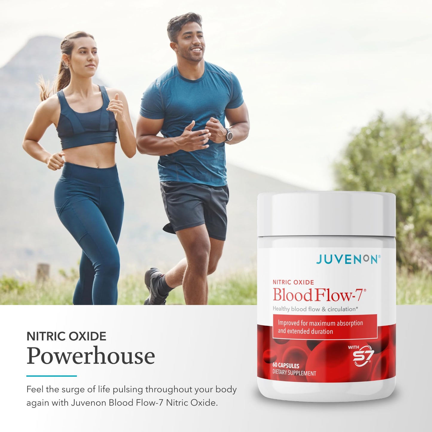 Juvenon BloodFlow-7 Nitric Oxide Supplements for Men & Women - Natural Nitric Oxide Booster with Nitrosigine® + S7® - Blood Flow & Circulation Support (1-Pack) JuvenonBuy Supplements Australia