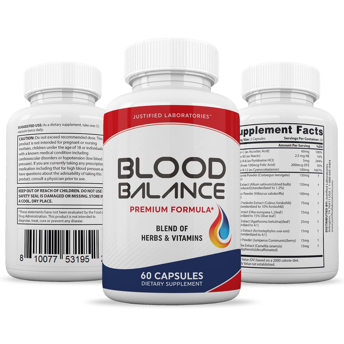 (3 Pack) Blood Balance Advanced Formula 620MG Supplement Pills 180 Capsules Justified LaboratoriesBuy Supplements Australia