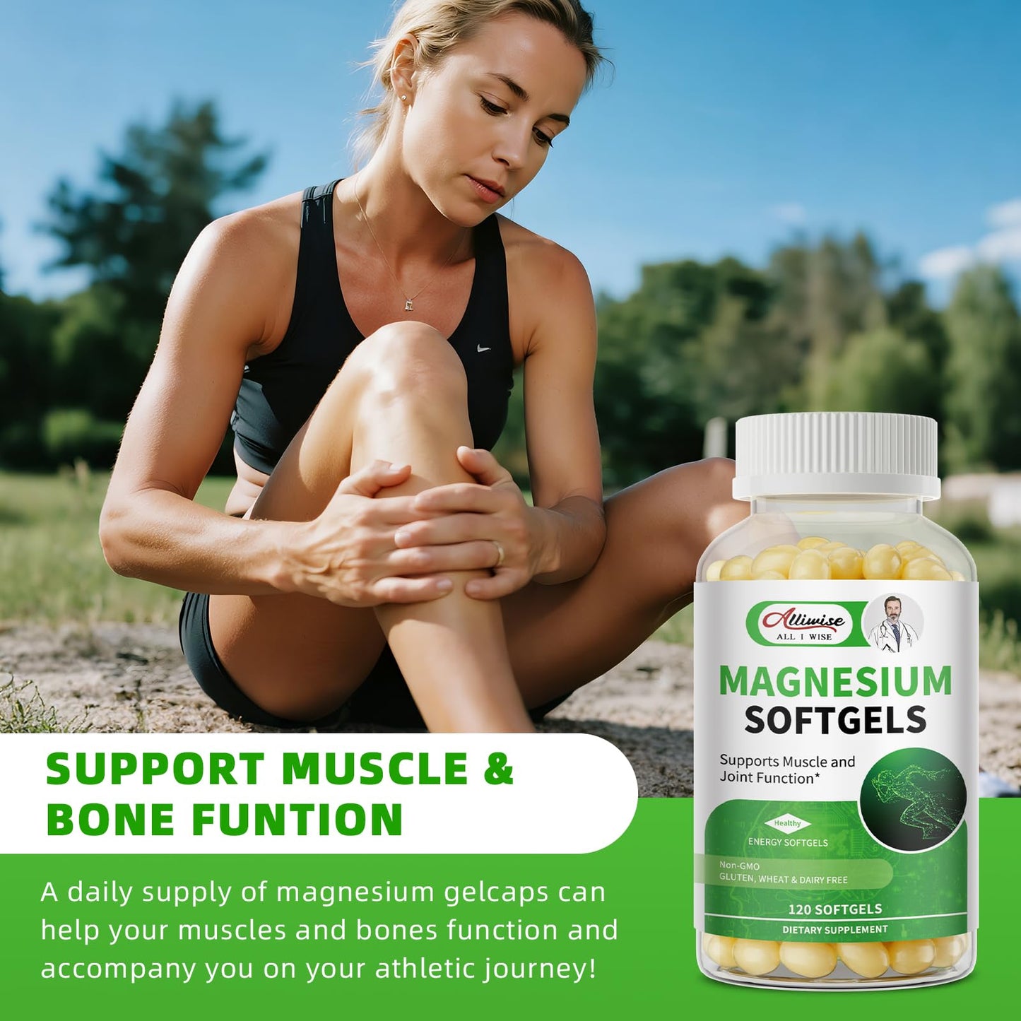 Magnesium Glycinate 500mg Softgels Supplement, Small Easy to Swallow Magnesium Gelcaps High Absorption for Night Leg&Sleep Support, Muscle&Bone, Calm, Non GMO, 120 Gelcaps, 60 Day Supply AlliwiseBuy Supplements Australia