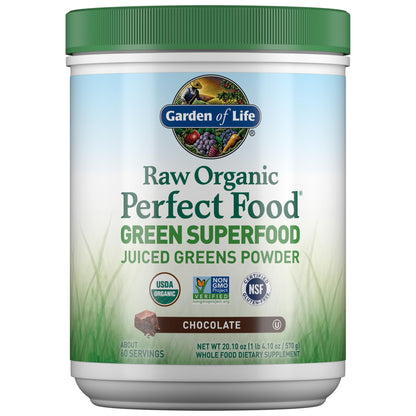 Garden of Life Raw Organic Perfect Food Green Superfood Juiced Greens Powder - Chocolate, 60 Servings, Non-GMO, Gluten Free, Vegan Whole Food Dietary Supplement Plus Probiotics, Enzymes Garden of LifeBuy Supplements Australia