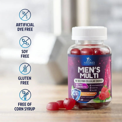 Multivitamin for Men - Complete Daily Mens Multivitamin Gummies with Vitamin D, B Vitamins, Zinc & More - Energy, Memory, Focus & Immune Health Support Nature's Nutrition