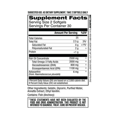 Jocko Fuel Omega 3 Fish Oil Supplement 2000mg - Burpless Fatty Acid Supplement, Wild Caught, Powerful Antioxidant with Astaxanthin (60 Capsules) Jocko FuelBuy Supplements Australia