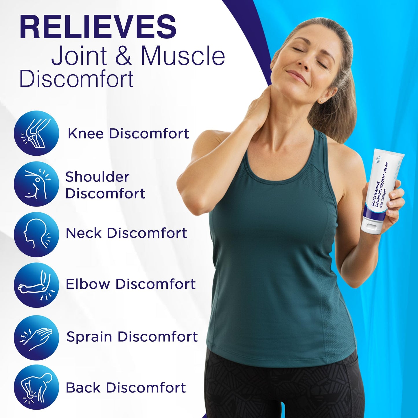 Dr. T Glucosamine Chondroitin Cream - Premium Formula with MSM and Collagen for Joint and Muscle Discomfort - Maintains Joint Strength, Flexibility & Muscle Mobility - 4.23 oz / 120g (1 Pack) Dr. TBuy Supplements Australia