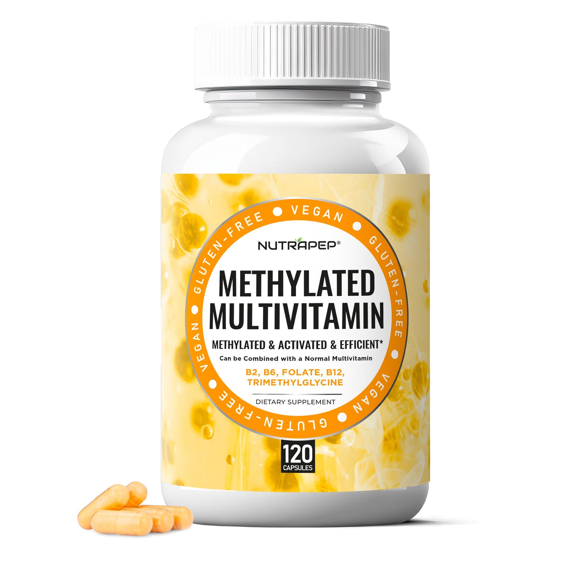 NutraPep Methylated Multivitamin for Men Women - 5-MTHF Riboflavin Vitamin B2 B6 B12 B Complex Trimethylglycine Methyl Folate L Methylfolate Capsules Supplement NutraPepBuy Supplements Australia