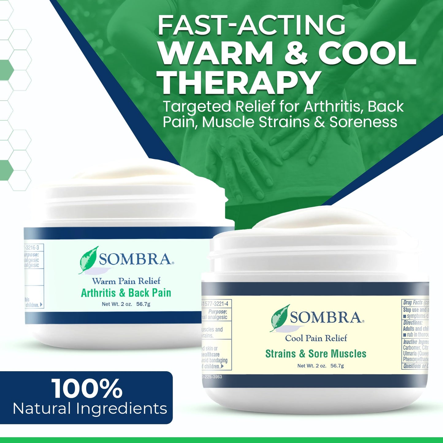 Sombra Warm & Cool Pain Relief Gel, Warm Relief for Arthritis and Chronic Pain Pre-Workout Muscle Rub, Cold for Swelling, Soreness, Post-Workout, Free of Artificial Fragrances, 2oz Per Jar SombraBuy Supplements Australia