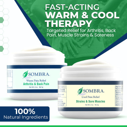 Sombra Warm & Cool Pain Relief Gel, Warm Relief for Arthritis and Chronic Pain Pre-Workout Muscle Rub, Cold for Swelling, Soreness, Post-Workout, Free of Artificial Fragrances, 2oz Per Jar SombraBuy Supplements Australia