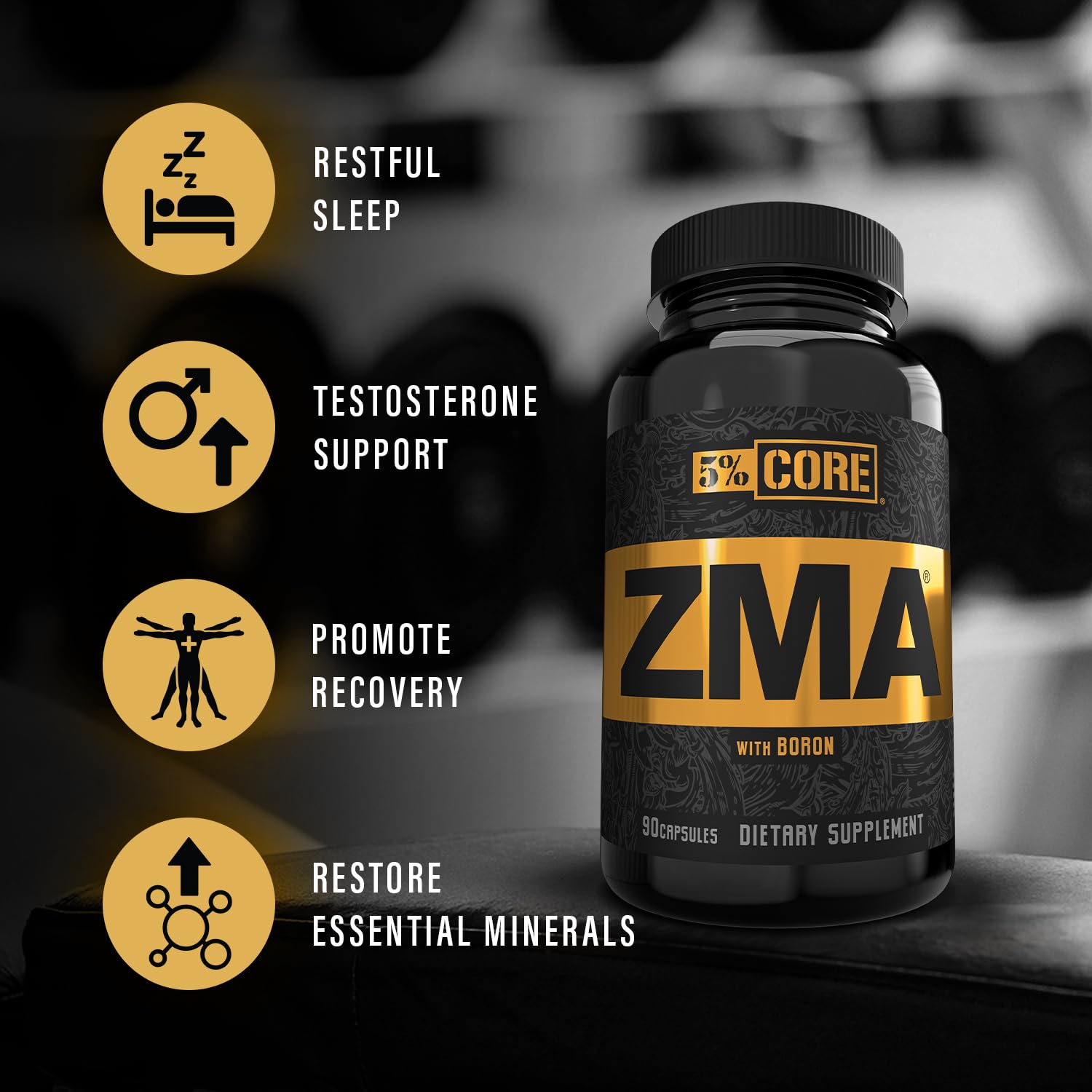 5% Nutrition Core ZMA (with Boron) | Promotes Recovery by Restoring Levels of Zinc, Magnesium & Vitamin B-6 (90 Capsules) 5% NutritionBuy Supplements Australia