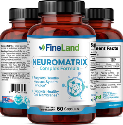 FineLand NEUROMATRIX Complex Formula, Advanced Cognitive and Nerve Support Supplement, High Potency Vitamin B12, Alpha Lipoic Acid and Acetyl-L-Carnitine, 60 Capsules FineLandBuy Supplements Australia