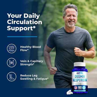 We Like Vitamins Diosmin Hesperidin 1000mg – 180 Capsules – 90 Day Supply - Diosmin and Hesperidin Supplement – Helps to Support Healthy Circulation,
