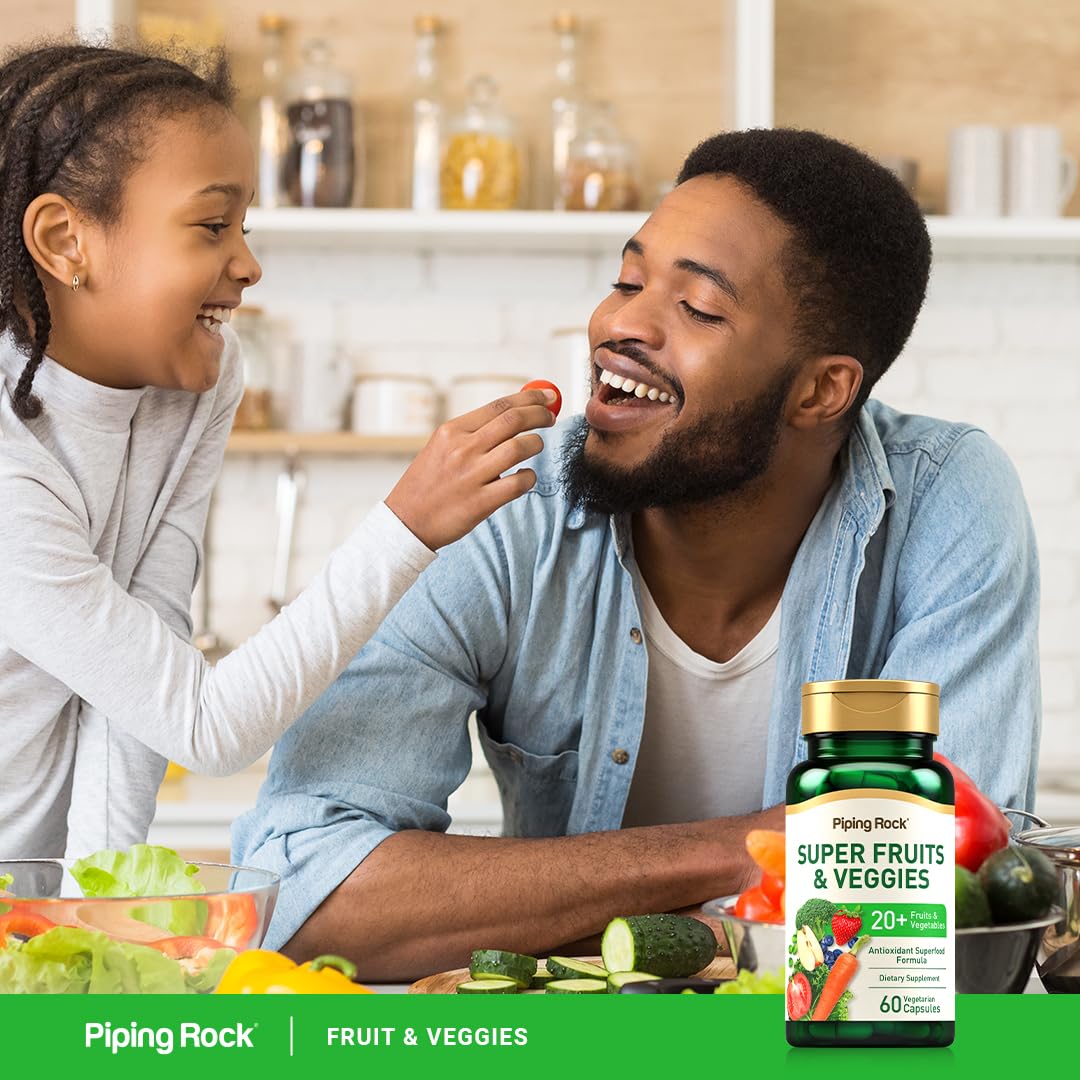 Piping Rock Fruits and Veggies Supplement | 60 Capsules | Superfood Fruit and Vegetables Vitamins | with Prebiotic Blend | Vegetarian Formula | Non-GMO, Gluten Free Piping RockBuy Supplements Australia