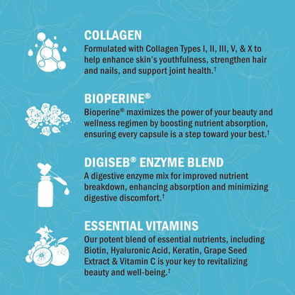 Multi Collagen Pills for Women (Types I II III V X) with Vitamin C Hyaluronic Acid Biotin BioSchwartzBuy Supplements Australia