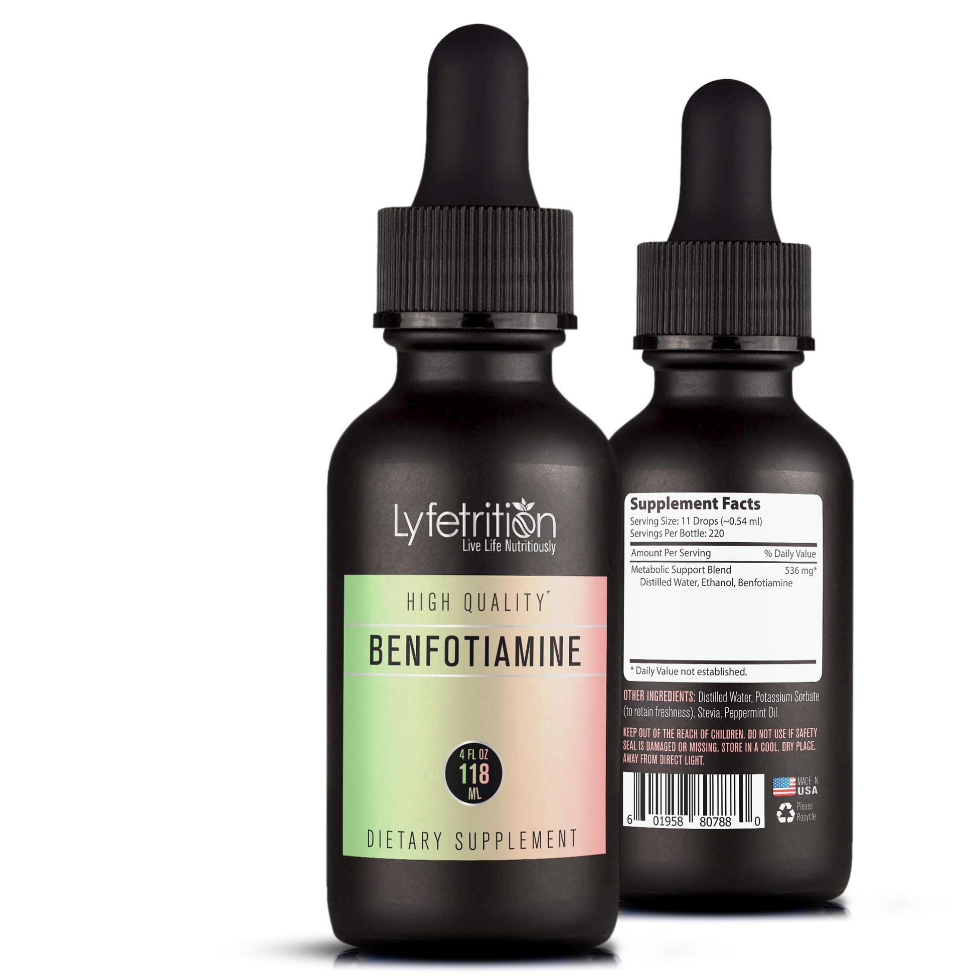 Lyfetrition Benfotiamine 118 ml, 4 FL Oz Liquid, 220 Servings, Made in USA, Quick Absorption, Potent Ingredients, Non-GMO LyfetritionBuy Supplements Australia