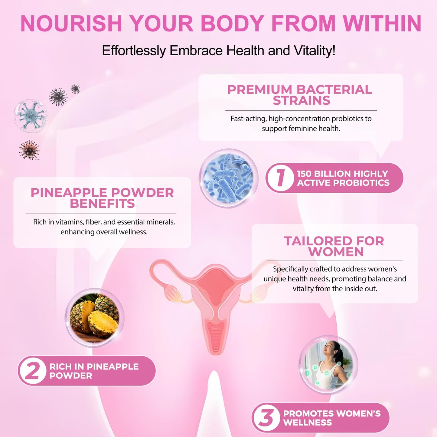 Vital Source Feminine Gummies - Feminine Balance Gummies for Women ph Natrual Famale Balance Cummie - Collagen Gummie - Pineapple PH Balance Gummie for Women Support Women’s Health - 60PCS TooffiBuy Supplements Australia