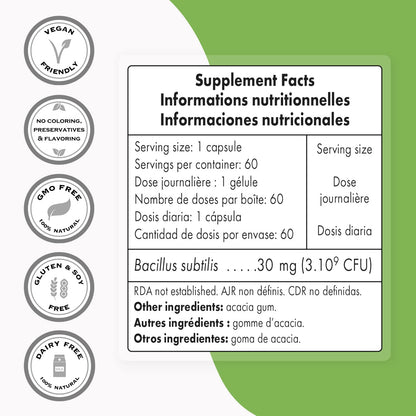 Supersmart - Bacillus Subtilis 3 Billion CFU per Day (High Potency) - Spore Probiotic SupersmartBuy Supplements Australia