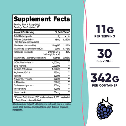Nutricost Pre-Workout Powder for Women, Blue Raspberry, 30 Servings NutricostBuy Supplements Australia