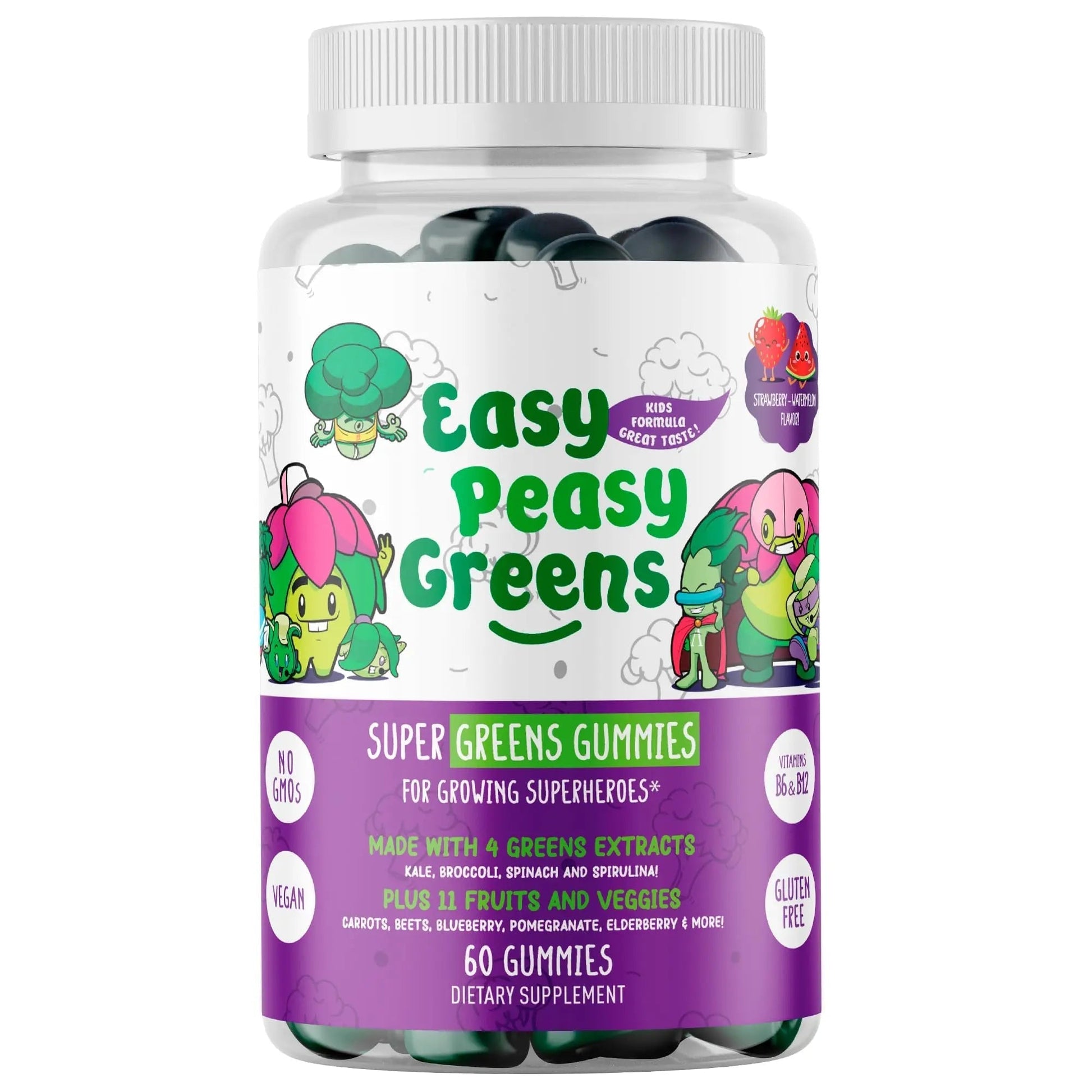EasyPeasyGreens Daily Veggie Gummies for Kids - 60 Greens Gummies - Helps Picky Eaters Get Their Veggies in EASY PEASY GREENSBuy Supplements Australia