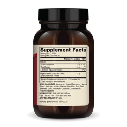 Dr. Mercola Organic Chewable Tart Cherry - Antioxidant Support - Made from Whole-Fruit Montmorency Cherries - USDA Organic - Stevia Sweetened - 30 Tablets Dr. MercolaBuy Supplements Australia