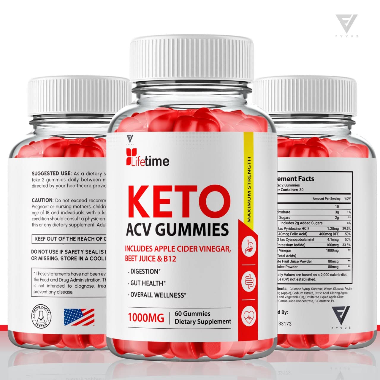 (3 Pack) Lifetime Keto Plus ACV Gummies Advanced Weight Loss AVC, Life Time Keto ACV FyvusBuy Supplements Australia