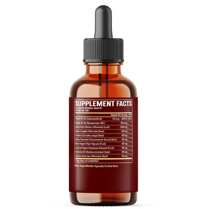 NUQIIT 10in1 Lemon Balm Tincture Blend Includes Vitamin D3, Vitamin K2, Lemon Balm, Ginger, Turmeric, Ceylon Cinnamon and More - 1 FL Oz - 60 Day Supply NUQIITBuy Supplements Australia