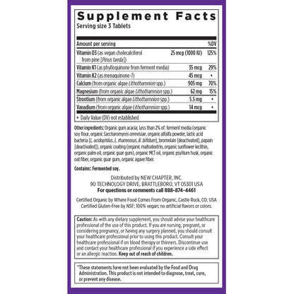 New Chapter Calcium Supplement - Bone Strength Plant-Based USDA Organic Calcium with Magnesium, Vitamin D3+K2, for Bone Health & Joint Mobility, Heart Support