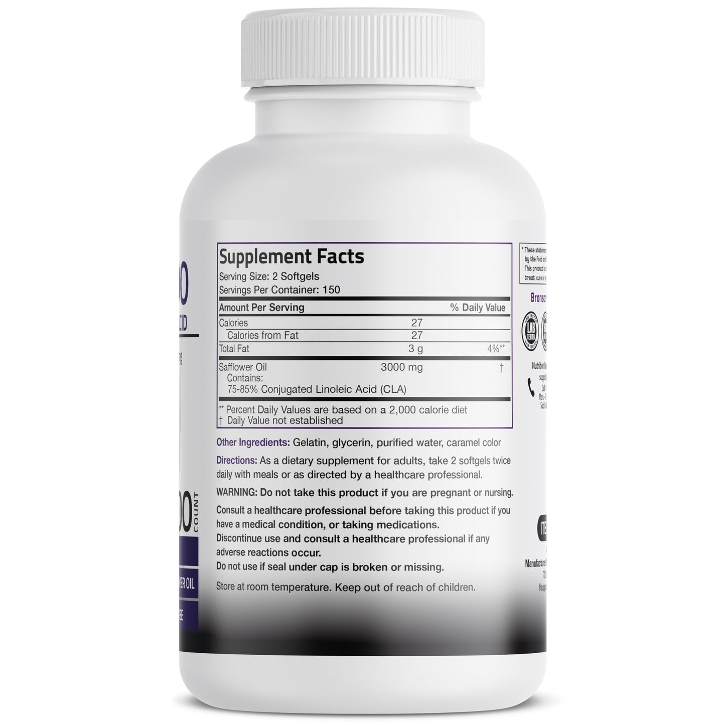 Bronson CLA 3000 Extra High Potency Supports Healthy Weight Management Lean Muscle Mass Non-Stimulating