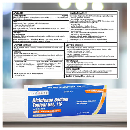 Topical Arthritis Pain Relief Gel Diclofenac Sodium 1% (NSAID) by GeriCare- Hand Wrist Elbow Foot Ankle Knee Extra-Strength Arthritis Pain Reliever- Anti-inflammatory Arthritis Pain Treatment- 3.53oz GeriCareBuy Supplements Australia