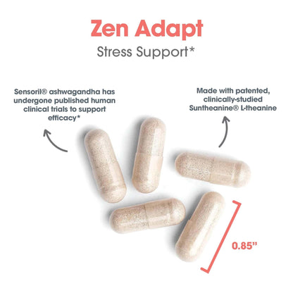 NutriCology ZenMind Adapt - 200 mg L-Theanine, 125 mg Ashwagandha & 550 mg GABA - Supports Stress Response and Calmness - Vegetarian Capsules - Hypoallergenic Formula - 30 Servings - 60 Capsules Allergy Research GroupBuy Supplements Australia