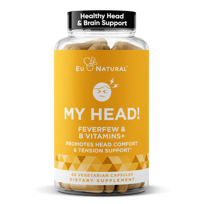 My Head! Headache Vitamins – Sensitivity, Tension, Comfort, Healthy Head Function for A Clear Mind – Fast acting Magnesium, Feverfew, Boswellia, Vitamin D, Ginger, & More – 60 Soft Capsules Eu NaturalBuy Supplements Australia