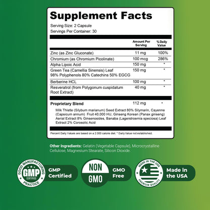 Claritox – Daily Wellness Supplement with Zinc, Chromium, Alpha Lipoic Acid, Green Tea Extract, Resveratrol & Botanical Blend – Non-GMO, Stimulant-Free Formula – 60 Caps, 30 Servings, 1 Month Supply Nature’s NutriWaveBuy Supplements Australia