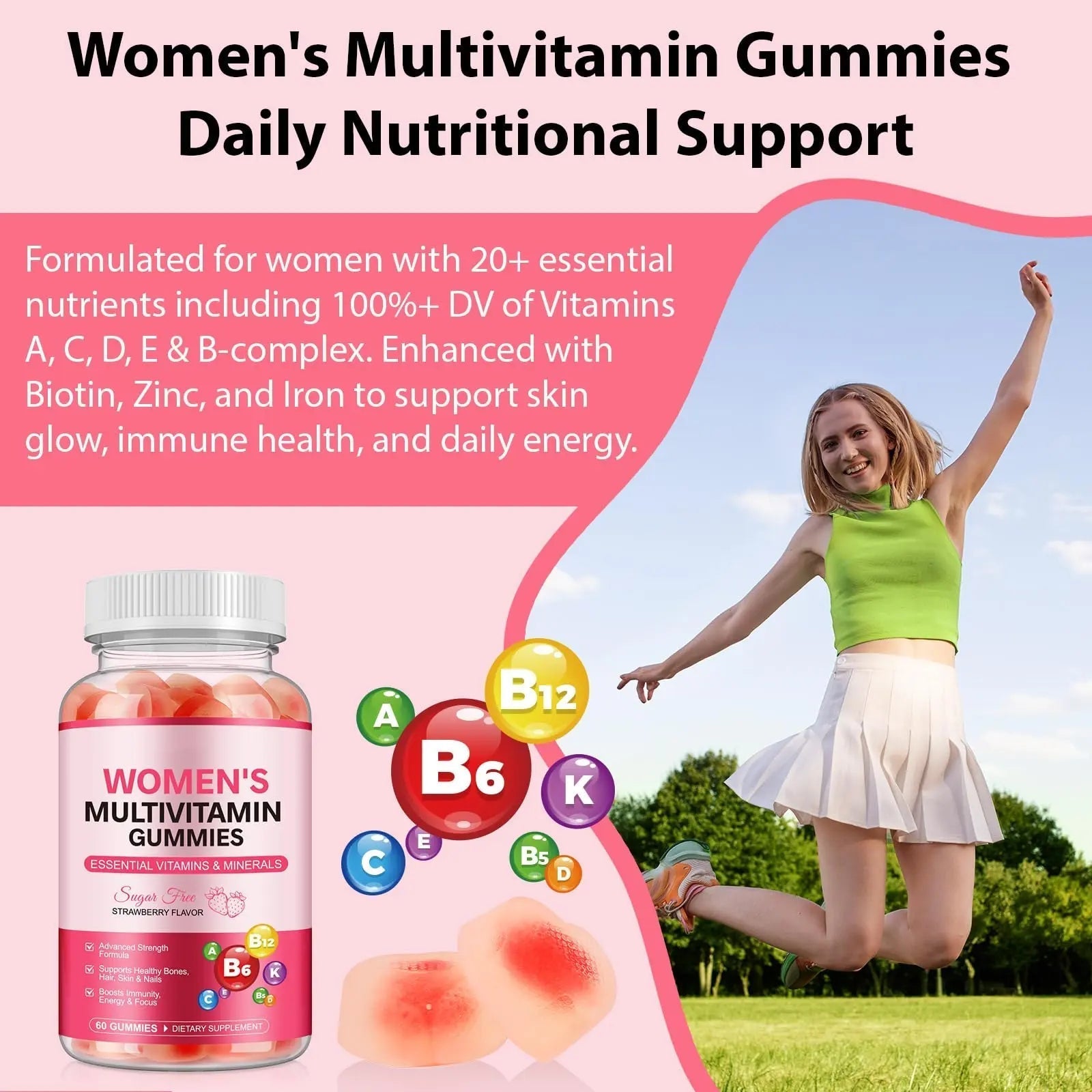 DCTTVHVD Multivitamin Gummies for Women, Natural Multi Vitamins, Boosts Immunity, Energy & Focus, Womens Daily Multivitamin Gummy DCTTVHVDBuy Supplements Australia