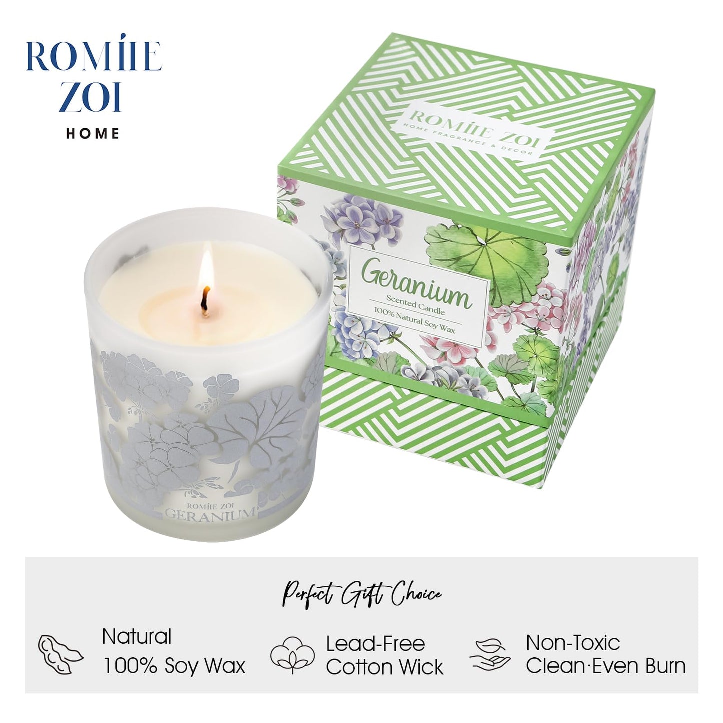 ROMIIE ZOI Scented Candle - Geranium - 6oz Aromatherapy Soy Wax Jar Candle for Home, Gifts for Women ROMIIE ZOIBuy Supplements Australia