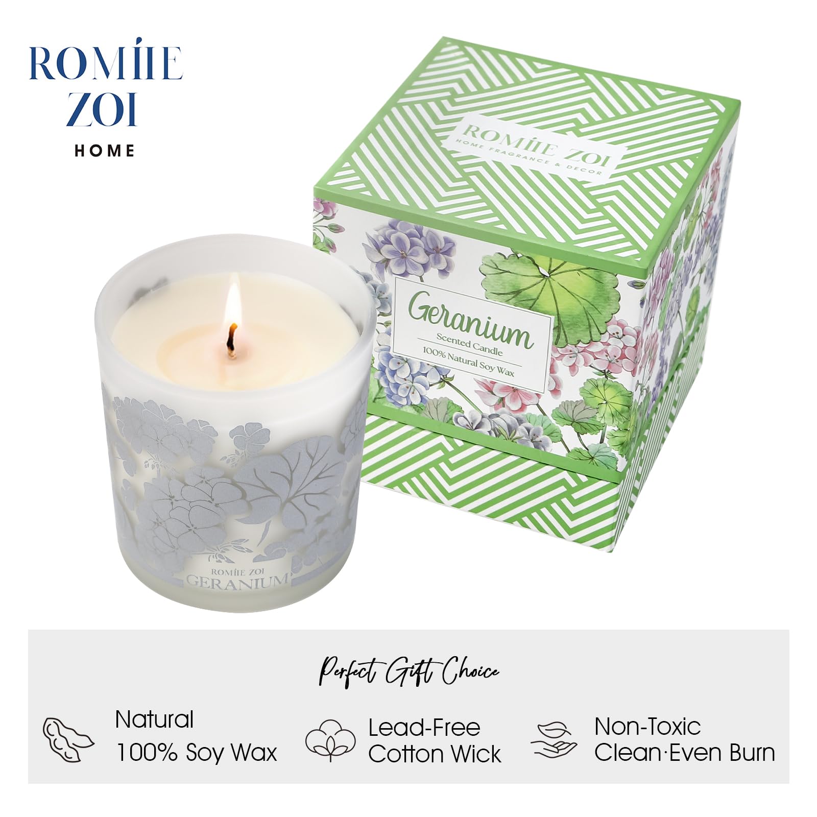 ROMIIE ZOI Scented Candle - Geranium - 6oz Aromatherapy Soy Wax Jar Candle for Home, Gifts for Women ROMIIE ZOIBuy Supplements Australia