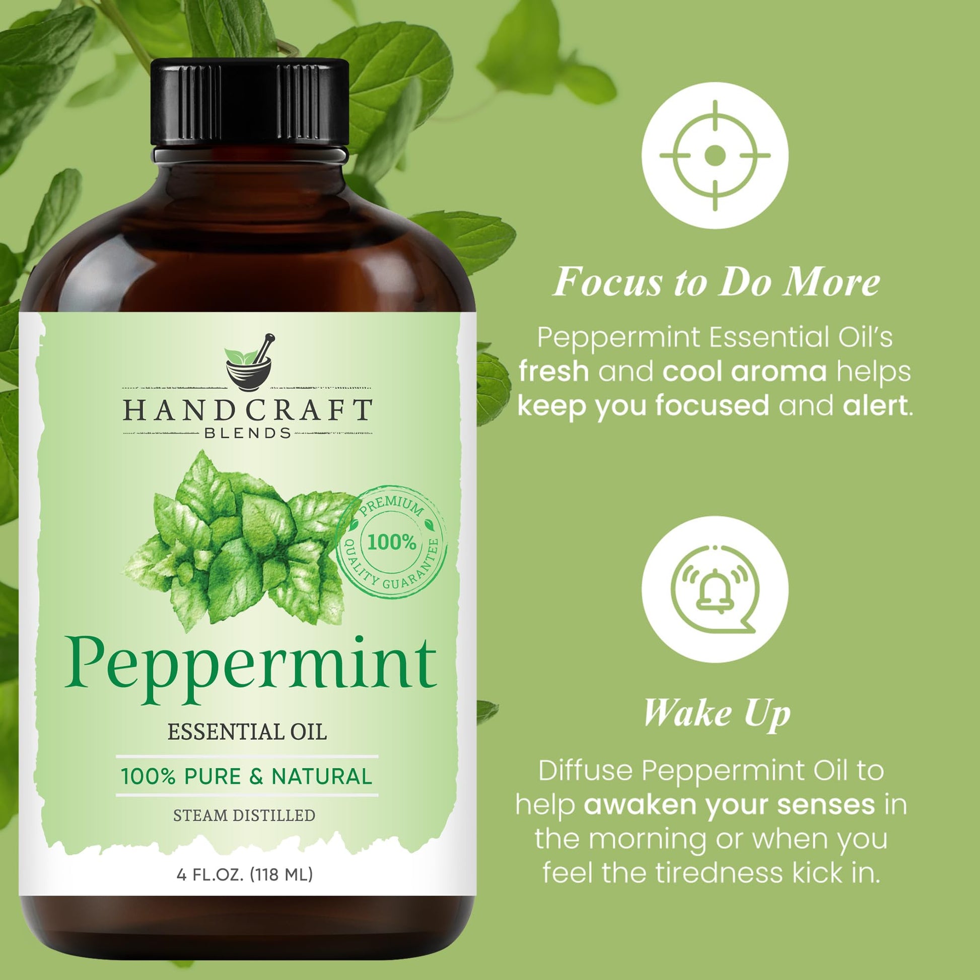 Handcraft Blends Peppermint Essential Oil - Huge 4 Fl Oz - 100% Pure and Natural - Premium Grade Handcraft BlendsBuy Supplements Australia