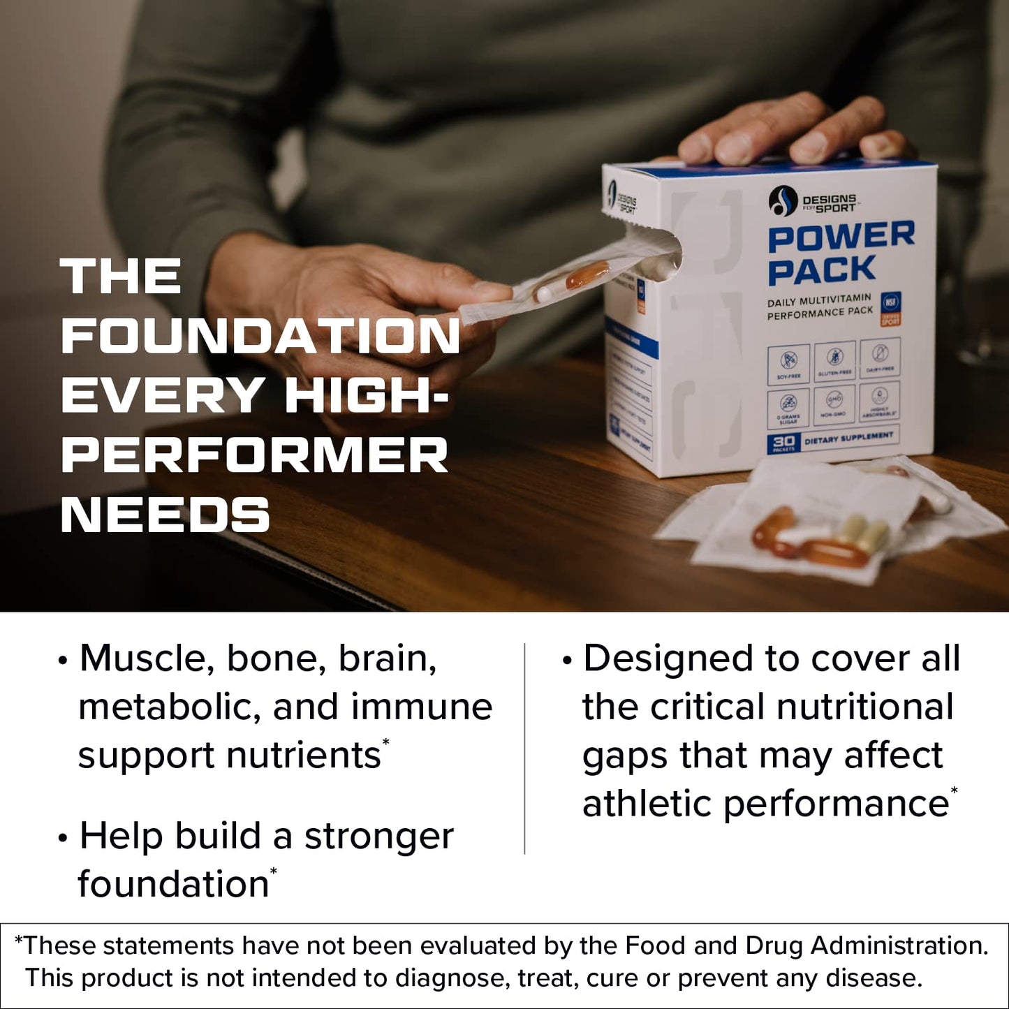 Designs for Sport Vitamin Packs - NSF Certified for Sport Power Pack with Daily Multivitamin, Fish Oil Omega-3, Magnesium Glycinate & Vitamin D3 + K - Athlete's Supplement Stack (30 Packets) Designs for SportBuy Supplements Australia