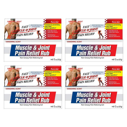 Pure-Aid Muscle & Joint Pain Relief Rub, Fast Relief from Minor Arthritis, Backache, Muscle & Joint Pain Non-Greasy Cream, 2oz (4pk) Pure-AidBuy Supplements Australia