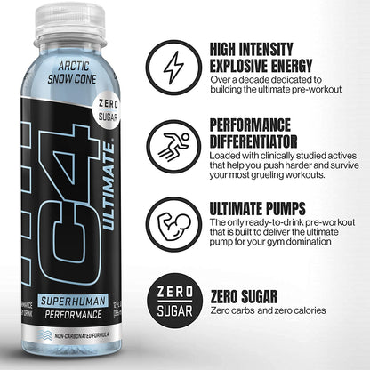 C4 Ultimate Non-Carbonated Zero Sugar Energy Drink, Pre Workout Drink + Beta Alanine CellucorBuy Supplements Australia