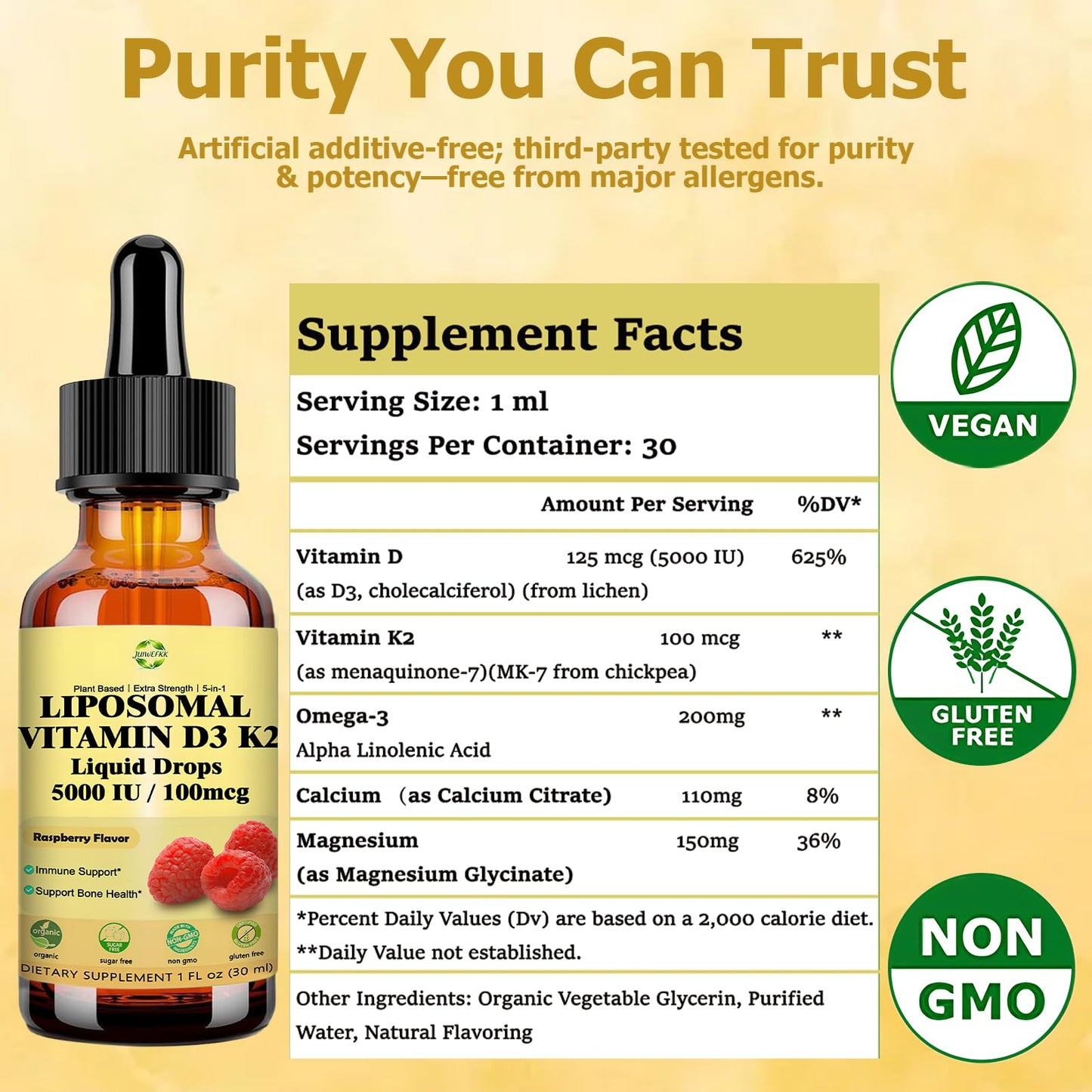 Liquid Vitamin D3 K2 Drops with Calcium Magnesium Omega3, High Potency 5-in-1 D3 K2 Vitamin 5000 IU Supplement for Bone Health, Heart Teeth & Immue, Ultra High Absorption Liposomal D3K2 Plant-Based JUIWEFKKBuy Supplements Australia